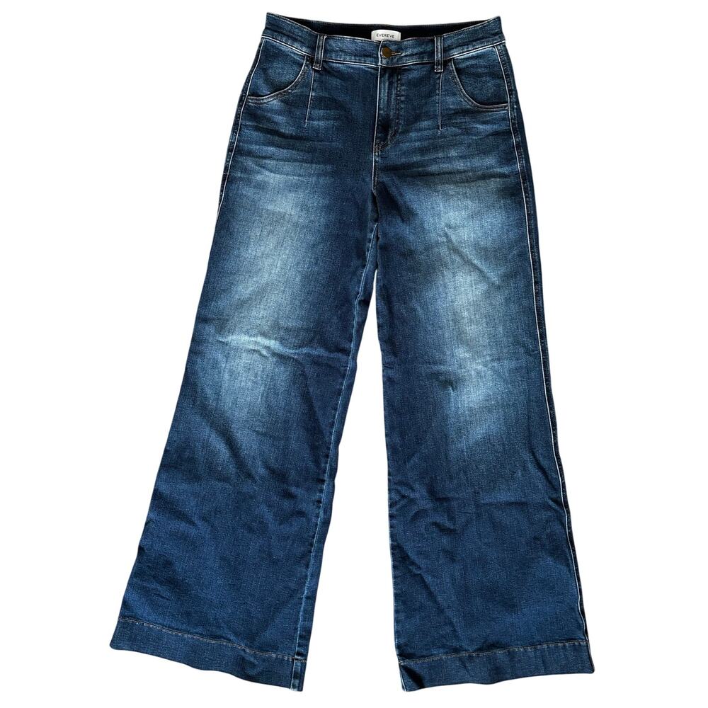 Evereve Wide Leg Jeans Women's 30 Dark Wash Casual Everyday